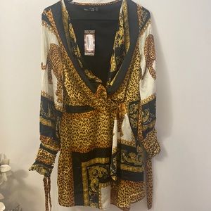 Animal print open boob dress